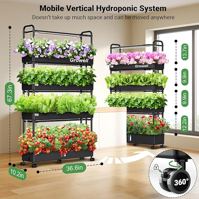 Large Hydroponics Growing System Kit, 120 Pods Vertical Hydroponic Garden with 2 Light Modes Grow Light, Auto Circulating Water System, 48L Indoor Gardening System for Herb Vegetable Fruit