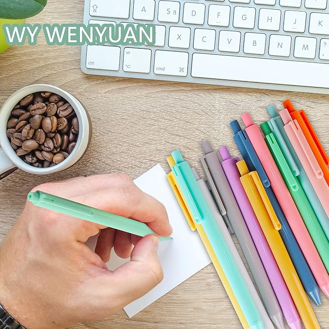 WY WENYUAN Cute Fine Point Smooth Writing Pen - Personalized Ballpoint Bulk, Flair Colorful, Black Ink 1.0 mm Journaling, Glitter Office Supplies for Women & Men, Note Taking