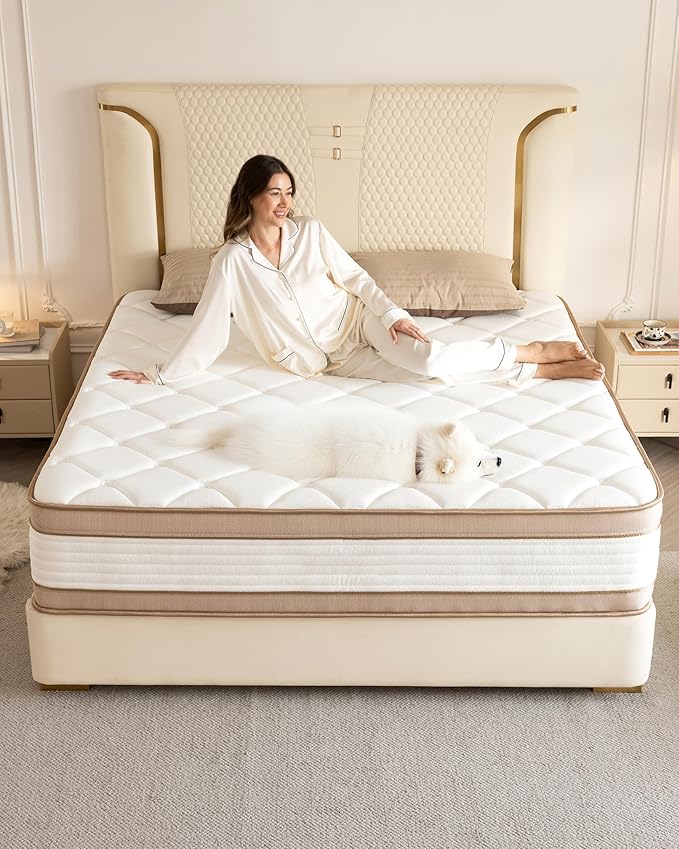 12Inch Queen Mattress, Premium Hybrid Pocket Springs & Cooling Gel Memory Foam, Medium Firm Support, Motion Isolation, Edge Support, CertiPUR-US Certified