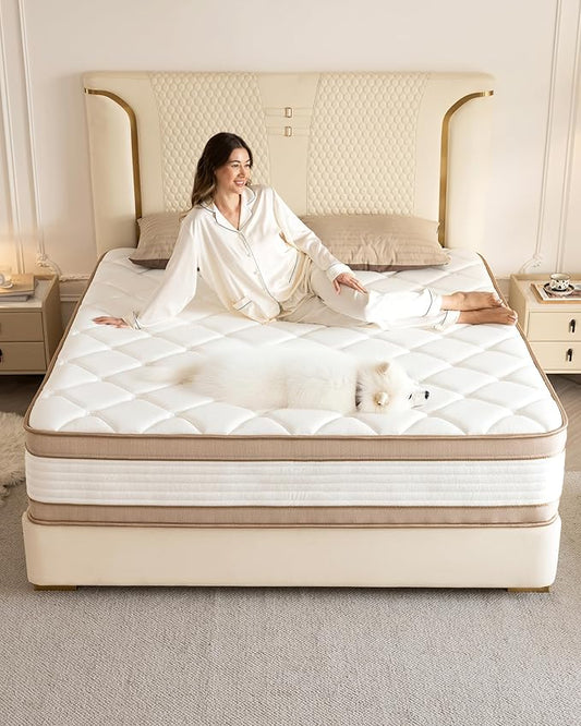 12Inch Full Mattress, Premium Hybrid Pocket Springs & Cooling Gel Memory Foam, Medium Firm Support, Motion Isolation, Edge Support, CertiPUR-US Certified