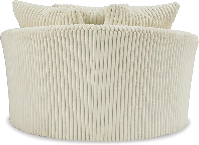 Signature Design by Ashley Lindyn Transitional Oval Tufted Upholstered Oversized Swivel Accent Chair, White