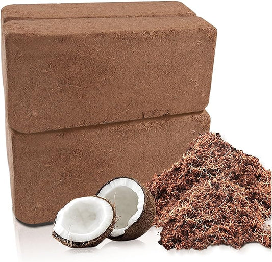 Coco Coir Brick for Plants, 4 Packs 100% Natural Organic Compressed Coconut Coir Fiber with Low EC & PH Balance, High Nutrition Coconut Soil Coco Fiber for Planting, Herbs