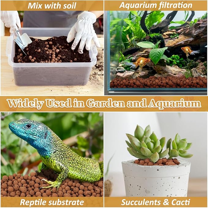 16 LBS Natural Leca Clay Pebbles for Plants- 4-16mm Expanded Clay Leca Balls for Indoor Plants, Hydroton Clay Pebbles for Plants Hydroponic & Aquaponics Growing, Orchids, Drainage, Terrarium