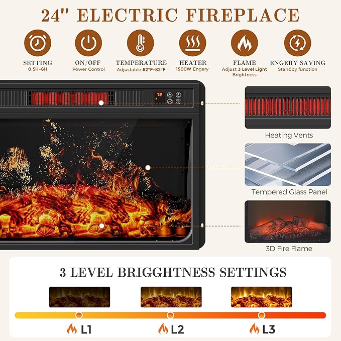 59'' Fireplace TV Stand with 3D Flame Electric Fireplace Heater, 34'' Tall Farmhouse TV Stand for 65 Inch TV, Entertainment Center TV Console with 2 Drawers, Sliding Barn Door for Living Room - White