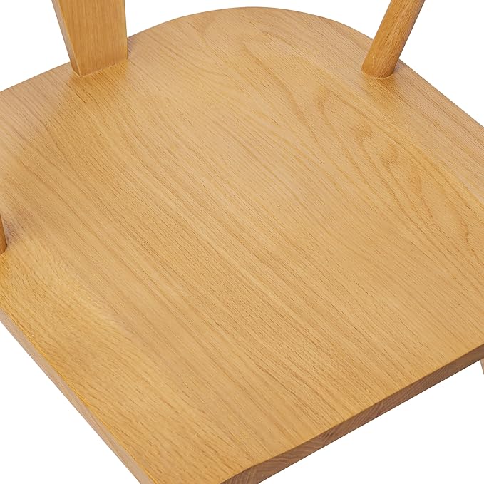 Poly & BARK Mid Century Modern Enzo Oak Dining Chair – Solid Oak Wood Splat Back Chair, 18" Seat Height, 32" Tall – Stylish MCM Kitchen & Dining Room Chair - Set of 2