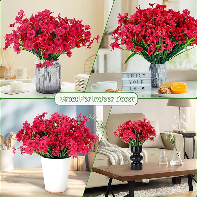 20 Bundles Artificial Flowers for Outdoors or Indoor Garden Home Decoration,No Fade Fake Flowers Faux Plants for Decoration Hanging Planters,Porch Window Box Garden Wedding Farmhouse Fake Plants