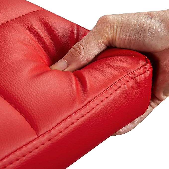 Yaheetech Bar Stools Set of 2, Adjustable PU Leather Swivel Barstools, Modern Counter Stools with Back and Footrest, Counter Height Barstools for Bar, Kitchen, Dining Room, Red