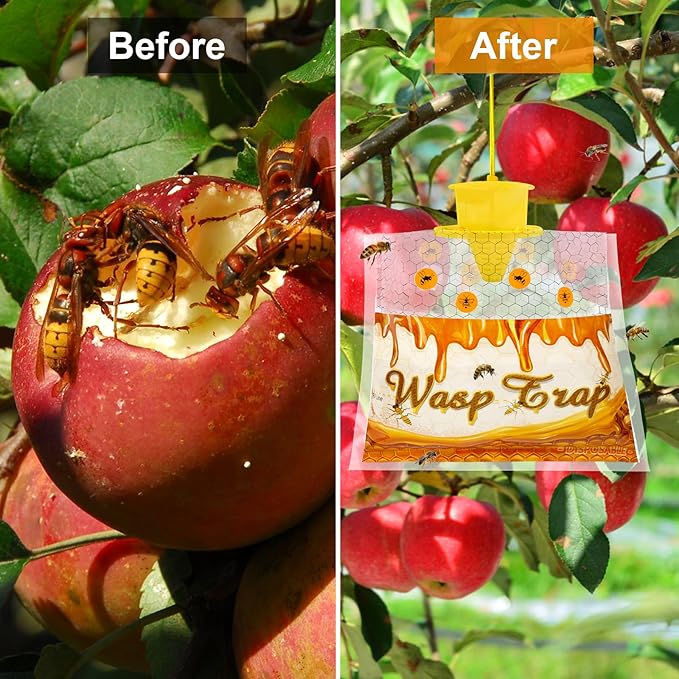 8 Pack Disposable Wasp Traps Outdoor Hanging Bag Yellow Jacket Trap Carpenter Bee Traps for Outside Waso Killers for Garden