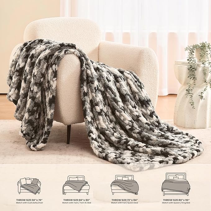 L'AGRATY Chunky Knit Blanket Throw: 60''x80'' Chenille Chunky Knitted Throw Blankets for Twin Bed Couch - Handmade Thick Cable Knit Blanket - Large Crochet Rope Blankets for Home Decor