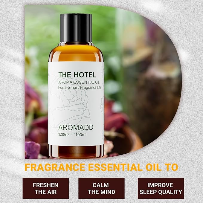 Aromadd Hotel Scents Diffuser Oil The Hotel, Luxury Essential Oils for Waterless Diffuser, Aromatherapy Hotel Diffuser Oil for Home & Office, Long-Lasting - 3.38 fl oz (100 mL)