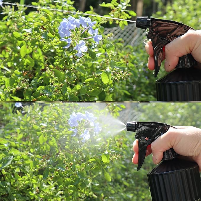 OFFIDIX Glass Spray Bottle, Pressure Watering Can, Indoor Plant Mister, Adjustable Nozzle Watering Glass 0.45L/15.22oz Spray Bottle for Garden Plants Cleaning Solutions (Black)