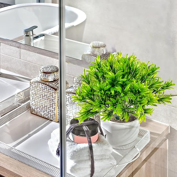 Ouddy Decor 6 Bundles Artificial Greenery Stems Mixed Fake Plastic Plants Eucalyptus Rosemary Faux Magnolia for Outdoor Indoor Garden Home Window Box Decor