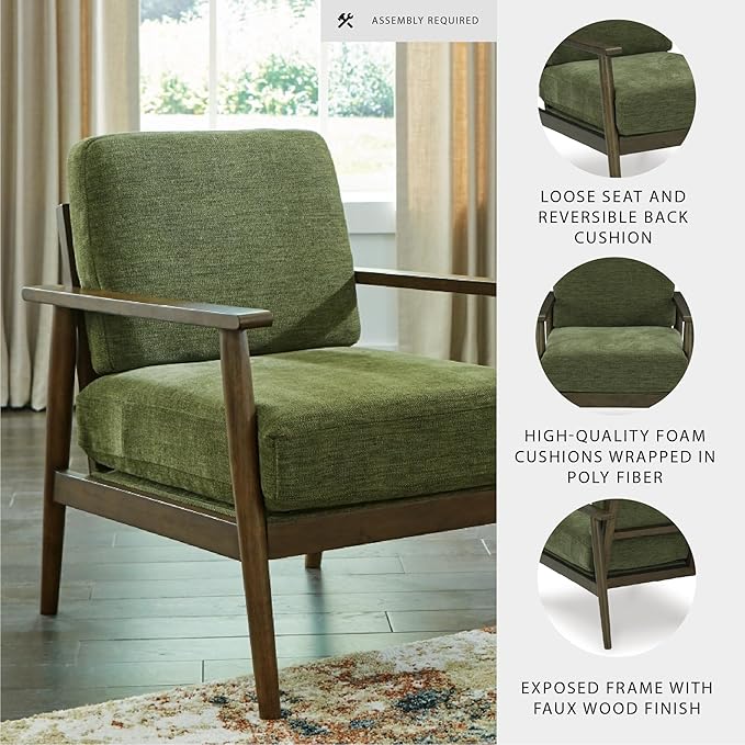 Signature Design by Ashley Bixler Mid-Century Modern Upholstered Showood Accent Chair, Green