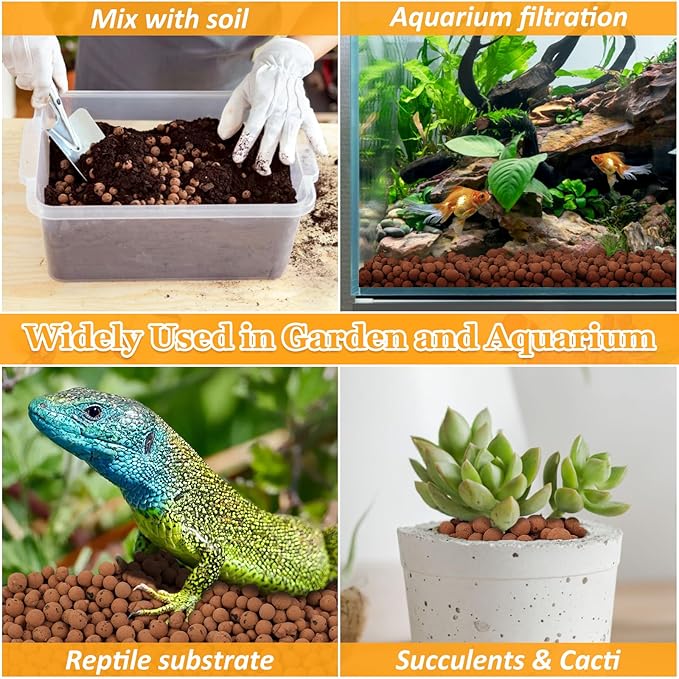 6 LBS Natural Leca Clay Pebbles for Plants- 4-16mm Expanded Clay Leca Balls for Indoor Plants, Hydroton Clay Pebbles for Plants Hydroponic & Aquaponics Growing, Orchids, Drainage, Terrarium