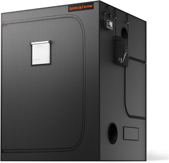 Spider Farmer 5x5 Grow Tent Pro-Grade, 60"x60"x80", with Observation Window and Floor Tray, 1680D Thicken Mylar Canvas, 5x5x6.6 for Indoor Hydroponic Growing for SF7000, SE7000, G7000