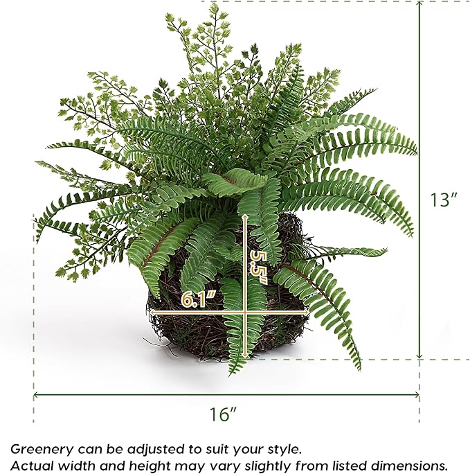 Artificial Boston Fern Plants Bushes Faux Plants Shrubs Greenery for House, Office, Garden, Inddor and Outdoor Decor (Standard)