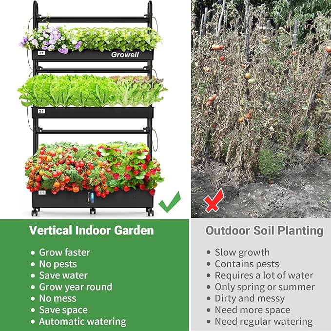 Hydroponics Growing System Kit, 90 Pods Vertical Indoor Garden with LED Grow Light, Auto Circulating Water System & WiFi Smart Plug, Indoor Gardening System for Vegetable Fruit Herb