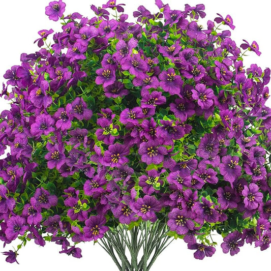 Artificial Fake Flowers for Outdoor Spring Decoration, 16 Bundles Faux Silk Colorful Daisy UV Resistant Realistic for Outside Porch Patio Home Yard Garden Planters Pots Window Box (Purple)