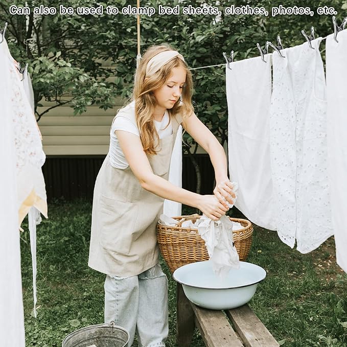 Aodaer 60 Pieces Stainless Steel Garden Clip with Strong Grip Heavy Duty Greenhouse Clips Anti-wind Garden Shed Film Shading Net Rod Clamps for Shade Cloth Plant Cover on Garden Hoops