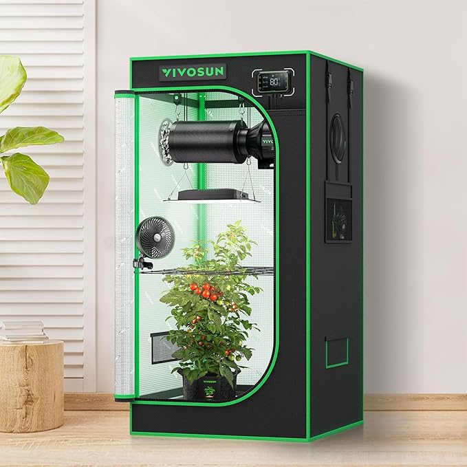 VIVOSUN GIY Plus Smart Grow Tent Kit, 2x2ft 1-Plant System, WiFi-Integrated Automatic Grow System with 2000D Mylar Grow Tent, Full-Spectrum Programmable Grow Light, Enhanced Ventilation & Circulation