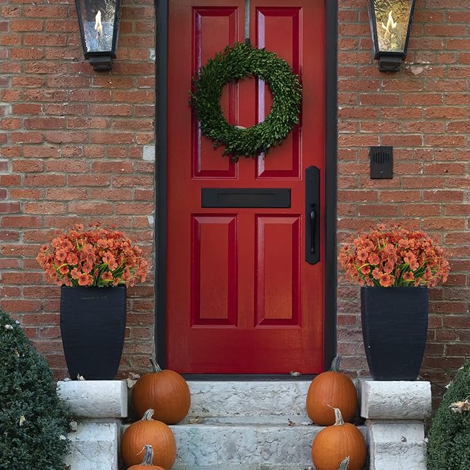 15 Bundles Artificial Flowers Fake Silk Flowers Outdoor UV Resistant Faux Flowers Plastic Fabric Greenery Plants for Hanging Planter Kitchen Home Office Wedding Garden Decoration (Orange)