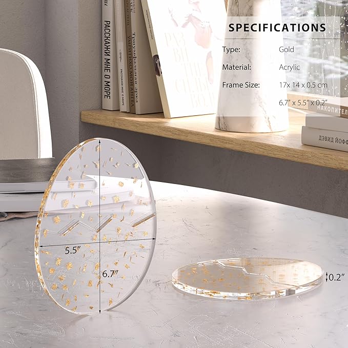 Acrylic Coaster Decorative Plates,Office Desk Accessories, Clear Dinosaur Egg Shape Coffee Cup Decor, Perfect for Tabletop Protection and Display.