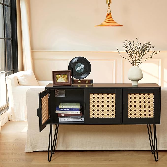 Netstar Entryway Table, Sofa Table, Console Tables for Entryway, Behind Couch Sofa Narrow Long, Foyer Tables w/Storage Drawers for Entry Way Hallway Living Room, Wood Boho Farmhouse, Black