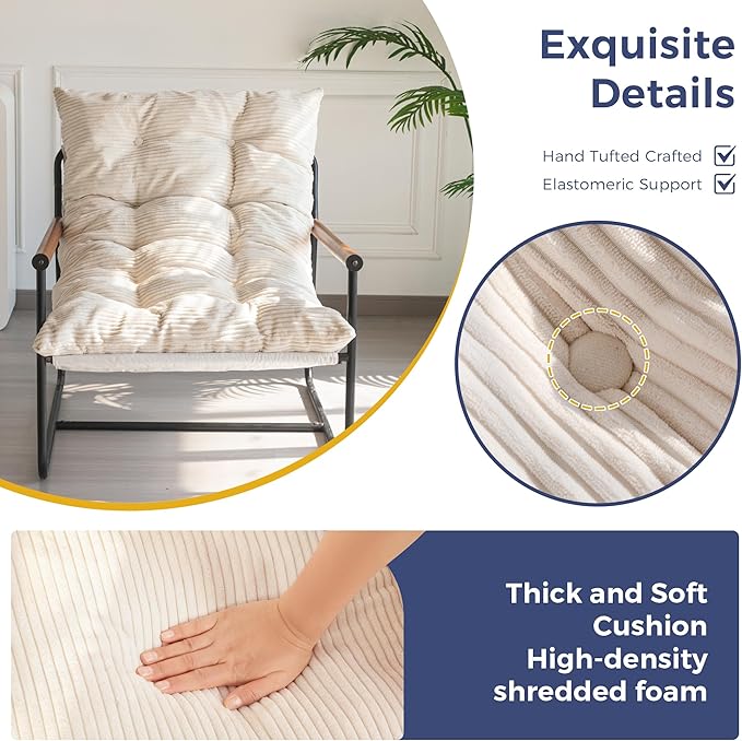 MAXYOYO Modern Accent Chair, Comfy Living Room Chair with Metal Frame Wooden Armrest, Upholstered Armchair with Soft Cushion for Bedroom Balcony Lounge Reading Room, Beige