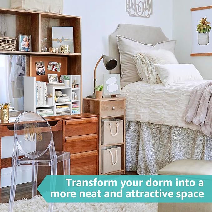 Desk Shelves Desktop Orgnizer Shlef - White Office Organization for Top of Desk Organizers and Accessories Corner Bookshelf Table Top Shelving Small Hutch Decorations for Women Office