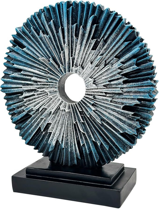 Abstract Statue for Home Decor,Office Desk Sculpture for Men,Creative Round Line Ornament for Bookshelf,Modern Decorative Sculpture,Bedroom,Livngroom,Table(Blue)