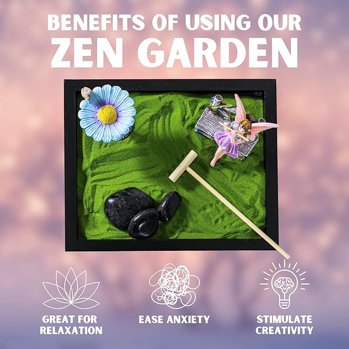 Desktop Fairy Garden - Zen Decor for Desk - Fairy Garden Set - Theme Accessories - Gift