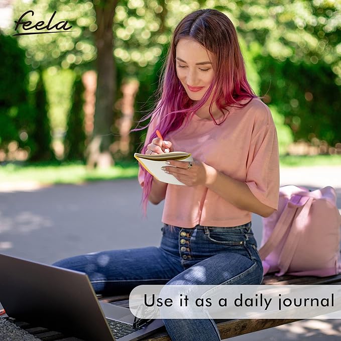 feela 8 Pack Soft Cover Journal Bulk, Notebooks College Ruled for Work, Lined Travel Journal for Women Men, Note Taking Notebook School Supplies Business Writing, 8.2” x 5.5”, A5, Yellow