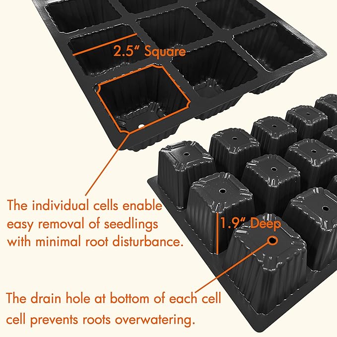 Gardzen 5-Pack Seed Starter Kits, Reusable Plant Germination Trays with Total 75-Cell, Seed Starter Tray with Humidity Vented Domes and Bases for Starting Vegetable Flower Herb Seeds 15" x 9"