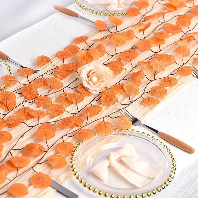 DearHouse 86 Feet 12 Strands Artificial Eucalyptus Leaf Plants Fall Garland Vine Hanging Eucalyptus Garland Thanksgiving Decor for Home Kitchen Wedding Wall Decor