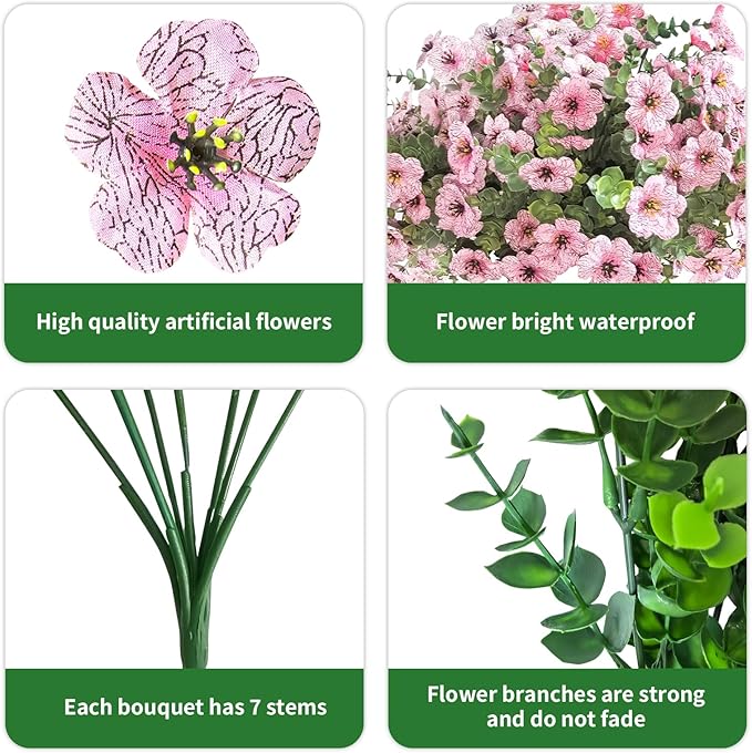 Artificial Mums for Outdoors Garden Home Fall Decor uv Resistant Outdoor Faux Plants Indoor Plastic Fake Plants Greenery Boxwood Porch Patio Fake Mums Flowers 12 Bundles Yard Decorations