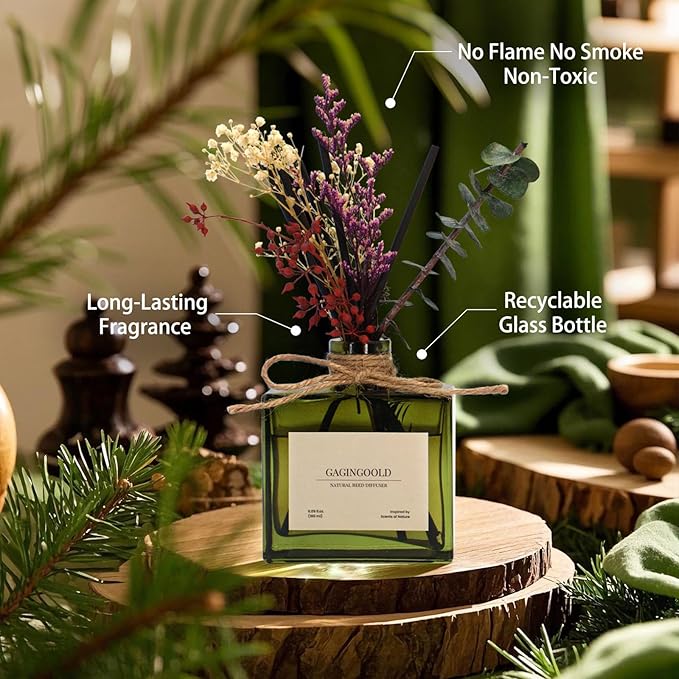 Flower Reed Diffuser Set, 6.09 oz Sandalwood Scent Diffuser with Sticks, Long-Lasting Reed Diffusers for Home Office Decor, Graceful Home Fragrance is Used as A Gift for Men and Women