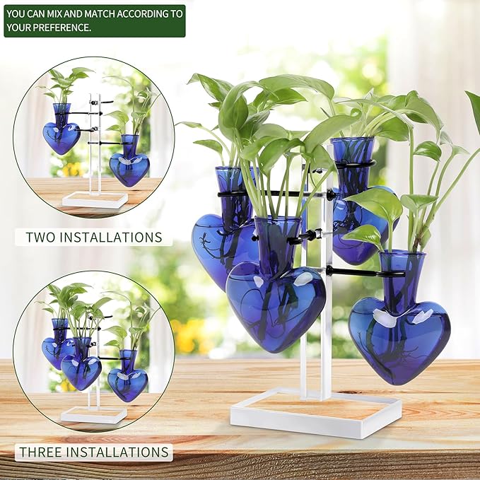 Plants Propagation Stations Plant Terrarium Kit Gift for Women Birthday Glass Planters for Indoor Plants Home Office Decor Acrylic Plant Accessories - 4 Love Hear Vase