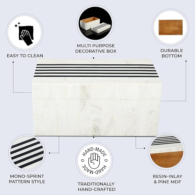 Handicrafts Home Handmade Mono Collection Decorative Jewelry Box Organizer – Keepsakes, Trinkets, and Home Decor – Antique Coffee Table Storage, Memory Box, Farmhouse Style Decor Sprint, 10x5x5