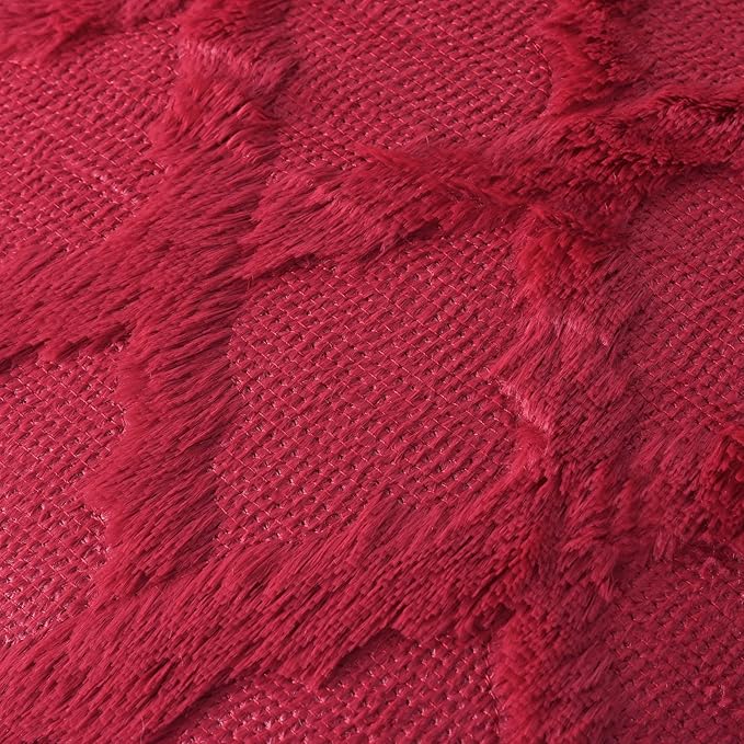 Set of 2 Soft Moroccan Throw Pillow Covers 12x20 Inch Plush Boho Decorative Pillow Cover Accent Cushion Case for Couch Sofa Bed, Burgundy