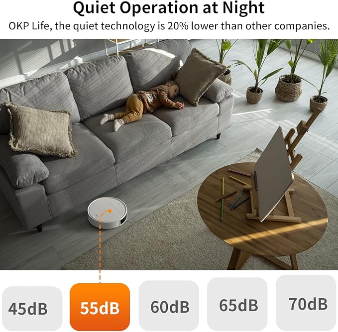 OKP Life Robot Vacuum and Mop K5P Pro 2-in-1, 5000Pa Suction Robot Vacuum Cleaner, Self-Recharging, Wi-Fi/APP/Alexa/Remote Control, Ideal for Hard Floors & Pet Hair