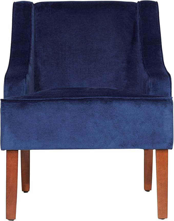 Homepop Home Decor Upholstered Classic Swoop Arm Accent Chair Accent Chairs for Living Room & Bedroom Decorative Home Furniture, Velvet Navy