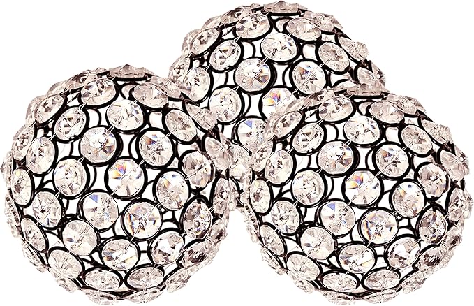 Alpha Living Home Decorative Balls Set of 3, Crystal Orbs for Decorate Bowls Vases Tables Wedding Party, Metal Balls Decorative Balls for Centerpiece Bowls Orbs Filler for Home Decor, 4.25" Round
