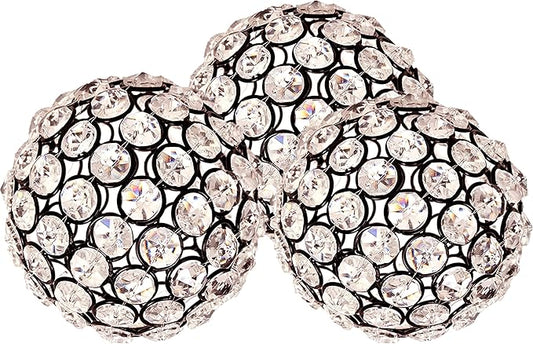 Alpha Living Home Decorative Balls Set of 3, Crystal Orbs for Decorate Bowls Vases Tables Wedding Party, Metal Balls Decorative Balls for Centerpiece Bowls Orbs Filler for Home Decor, 4.25" Round