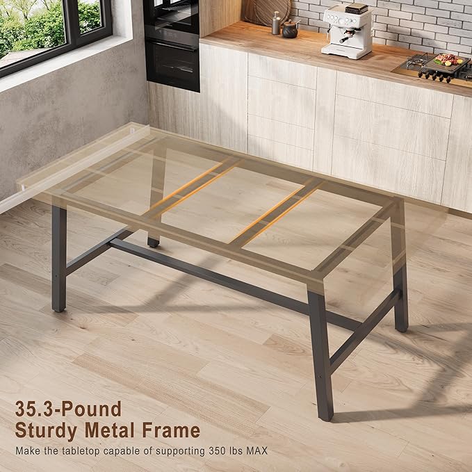 IDEALHOUSE Rustic Dining Table for 6-8 People, 78.7” Long Rectangle Kitchen Table, Industrial Farmhouse Wooden Kitchen Tables with Sturdy Metal Frame, Dining Room Table for Office, Home