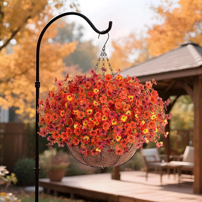 Fall Mums Artificial Flowers for Outdoors Potted, Fake Fall Daisy Flower with Realistic Eucalyptus Leaves, Fake Plants for Greenery Boxwood Porch Patio Garden Pot Courtyard Lawn, 12 Bundles