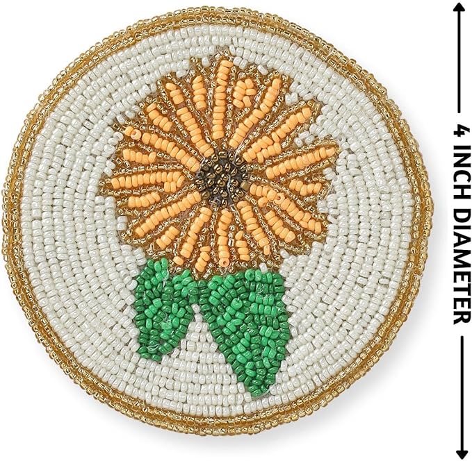 Folkulture Coasters Set of 4 | (4") Fall Coasters for Farmhouse Decor or Fall Table Decor | Boho Costers for Thanksgiving Decorations | Autumn Decor or Fall Stuff for Home | Rustic Bar Coaster Set