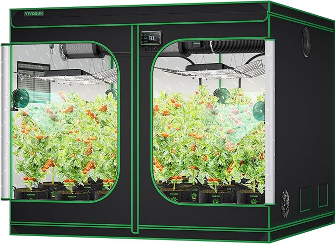 VIVOSUN S888 8x8 Grow Tent, 96"x96"x80" High Reflective Mylar with Observation Window and Floor Tray for Hydroponics Indoor Plant for VS4000/VSF4300