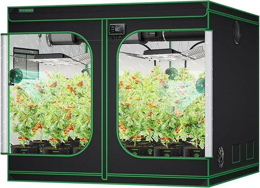 VIVOSUN S888 8x8 Grow Tent, 96"x96"x80" High Reflective Mylar with Observation Window and Floor Tray for Hydroponics Indoor Plant for VS4000/VSF4300