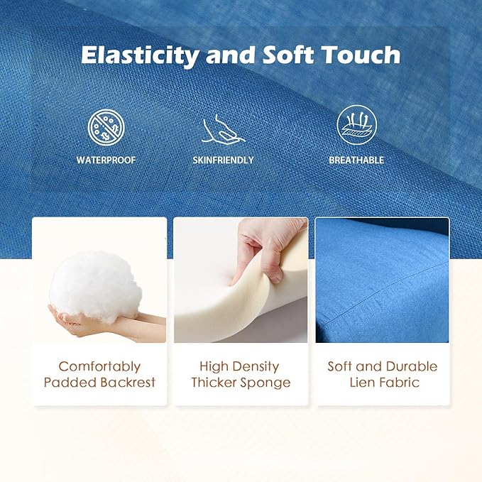 BestMassage | Recliner Chair | No Massage Function | Textile Blue | with Lumbar Support, Adjustable Push Back, Wide Armrests, Footrest & Padded Seat | Easy Assembly | for Living Room, Home Theatre