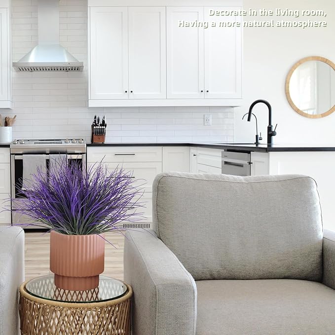 RECUTMS Fake Outdoor Plants, Fake Plants Artificial Grass Plants Fake Bushes Faux Shrubs Wheat Grass Purplish Red Artificial Plants Outdoor UV Resistant for Garden Porch Yard Home Decor(Purple)